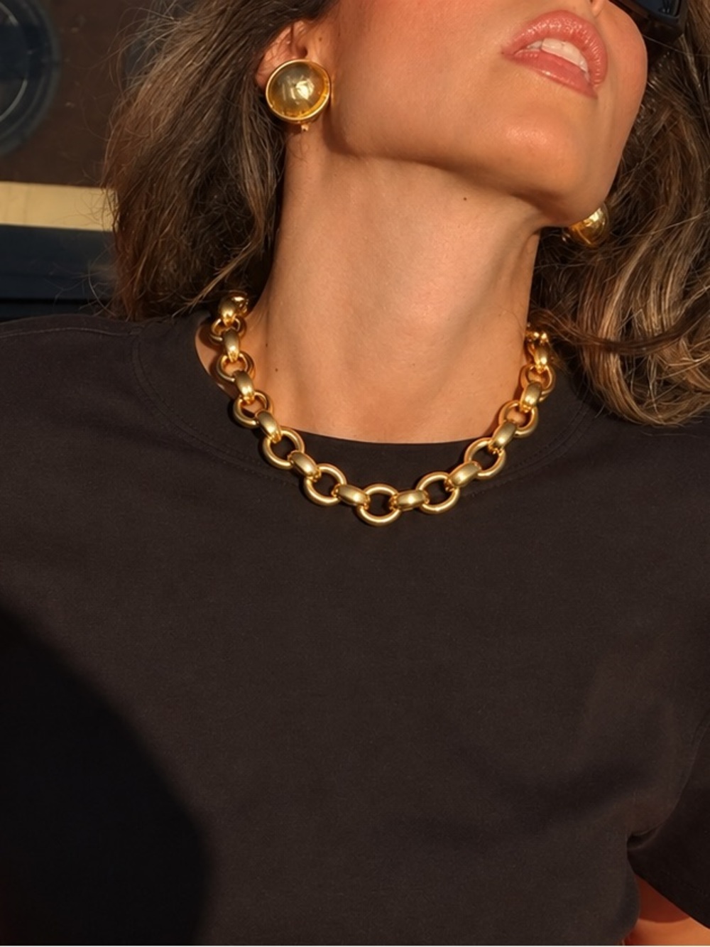 NWT Julie Vos Cannes Chain Link Statement Gold Necklace